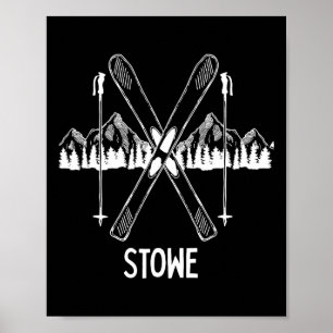 Stowe Vermont Vt Retro Vacation Skiing Snowboardin Poster