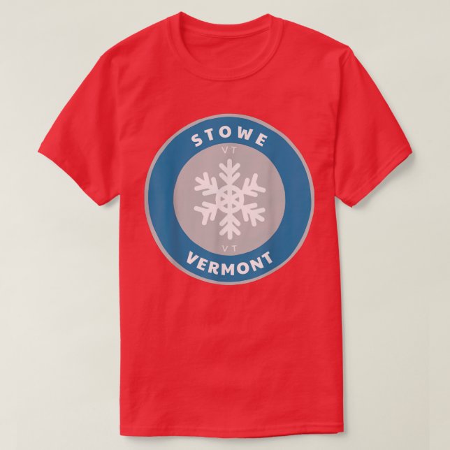 Stowe Vermont VT Winter Snow Snowflake Badge Souve T-Shirt (Design Front)
