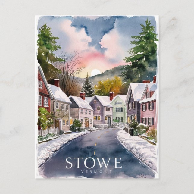 Stowe Vermont watercolor painting Postcard (Front)