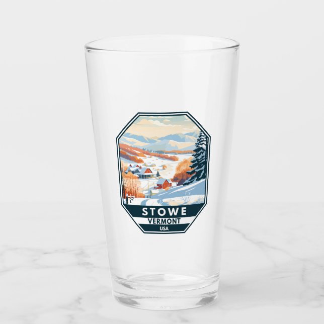 Stowe Vermont Winter Vintage Glass (Front)