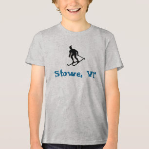 Stowe, VT (East coast Skiing) Ski Town Kids Tri-Blend Shirt