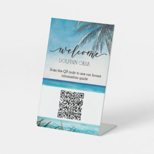 STR Guide QR Code Welcome Guest book Beach Pedestal Sign