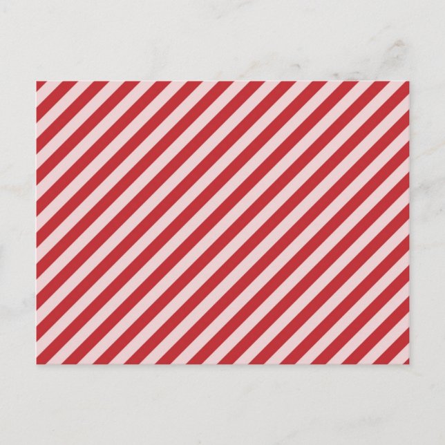 [STR-RD-1] Red and white candy cane striped Postcard (Front)