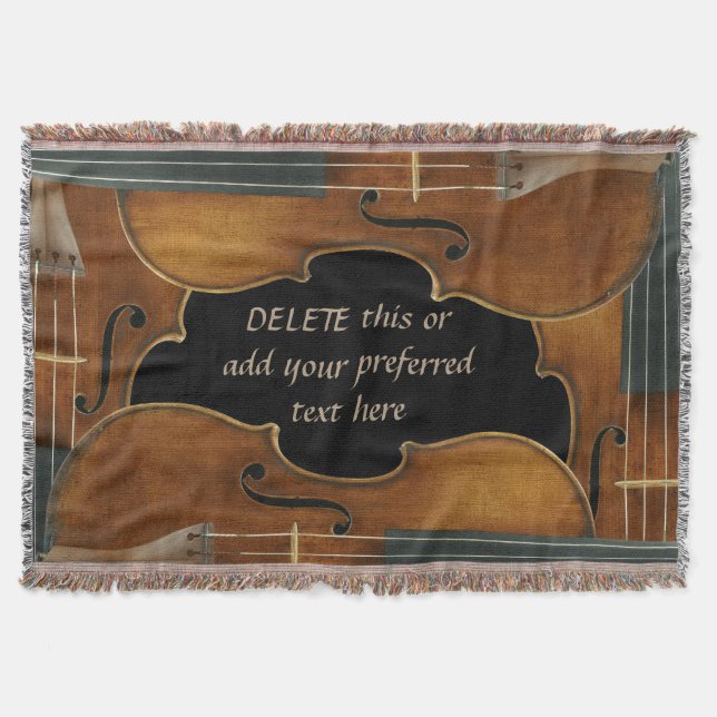 Stradivari Violin Quartet with Customisable Name Throw Blanket (Front)
