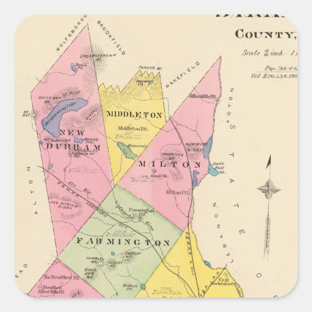 Strafford County, NH Square Sticker (Front)