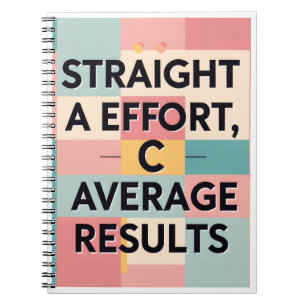 Straight A Effort, C Average Results   Funny Spira Notebook