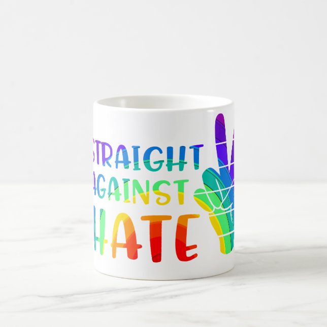 Straight Against Hate - LGBTQ+ Ally Pride Coffee Mug (Center)