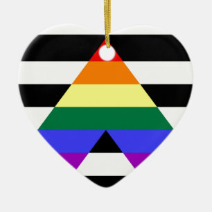 Straight Ally flag Ceramic Tree Decoration