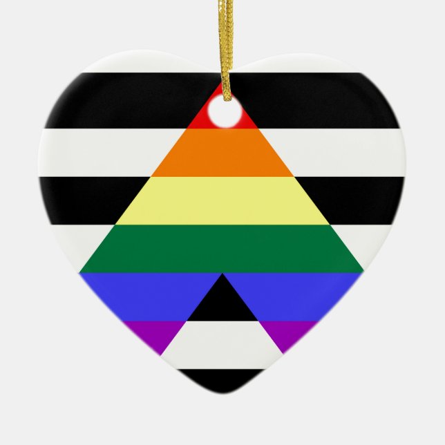 Straight Ally flag Ceramic Tree Decoration (Front)