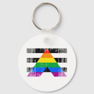 Straight Ally Flag distressed Key Ring