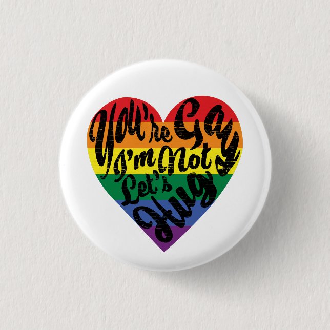 Straight Ally Hug 3 Cm Round Badge (Front)