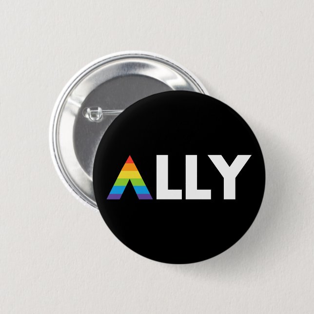 Straight Ally LGBTQ Rainbow LGBT 6 Cm Round Badge (Front & Back)