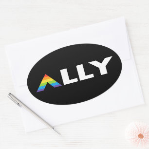 Straight Ally LGBTQ Rainbow LGBT Oval Sticker