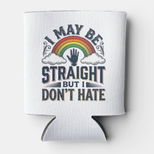 Straight Ally Pride Rainbow Vintage Vector Design_ Can Cooler