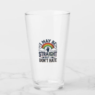 Straight Ally Pride Rainbow Vintage Vector Design_ Glass
