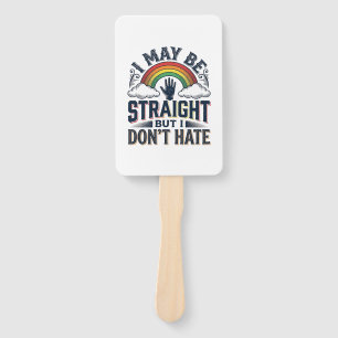 Straight Ally Pride Rainbow Vintage Vector Design_ Hand Fan