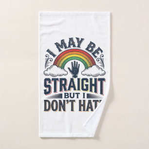 Straight Ally Pride Rainbow Vintage Vector Design_ Hand Towel
