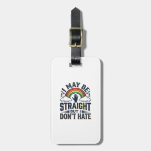 Straight Ally Pride Rainbow Vintage Vector Design_ Luggage Tag