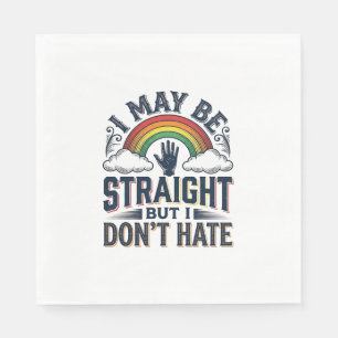 Straight Ally Pride Rainbow Vintage Vector Design_ Napkin