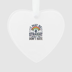 Straight Ally Pride Rainbow Vintage Vector Design_ Ornament