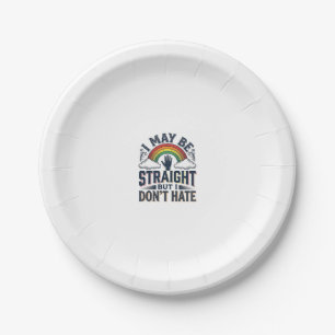 Straight Ally Pride Rainbow Vintage Vector Design_ Paper Plate