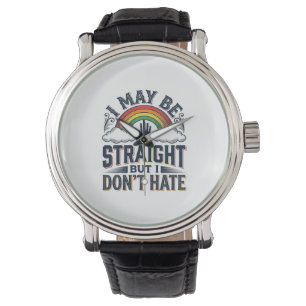 Straight Ally Pride Rainbow Vintage Vector Design_ Watch