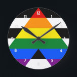 Straight Ally Pride Round Clock<br><div class="desc">The Straight Ally Flag. An ally, straight ally, or heterosexual ally is a heterosexual and cisgender person who supports equal civil rights, gender equality, and LGBT social movements, and challenges homophobia, biphobia, and transphobia. Not everyone who meets this definition identifies as an "ally". An ally acknowledges that LGBTQ people face...</div>