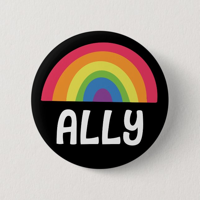 Straight Ally Rainbow 6 Cm Round Badge (Front)