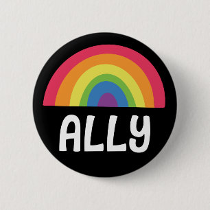 Straight Ally Rainbow 6 Cm Round Badge