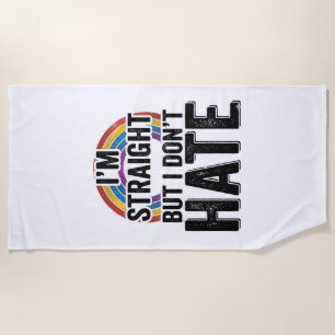 Straight Ally Rainbow Vintage Typography Shirt_1 Beach Towel