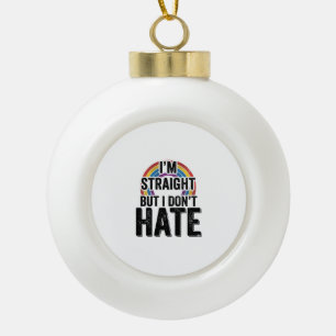 Straight Ally Rainbow Vintage Typography Shirt_1 Ceramic Ball Christmas Ornament