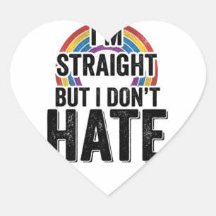 Straight Ally Rainbow Vintage Typography Shirt_1 Heart Sticker