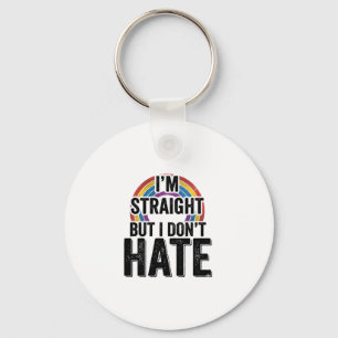 Straight Ally Rainbow Vintage Typography Shirt_1 Key Ring