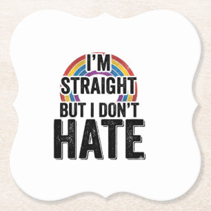 Straight Ally Rainbow Vintage Typography Shirt_1 Paper Coaster