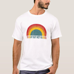Straight But Not Narrow Retro Rainbow LGBT Support T-Shirt