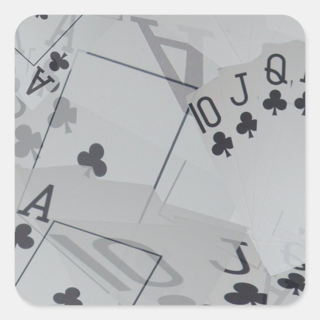 Straight Club Flush Poker Cards Pattern, Square Sticker (Front)