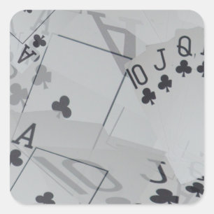 Straight Club Flush Poker Cards Pattern, Square Sticker