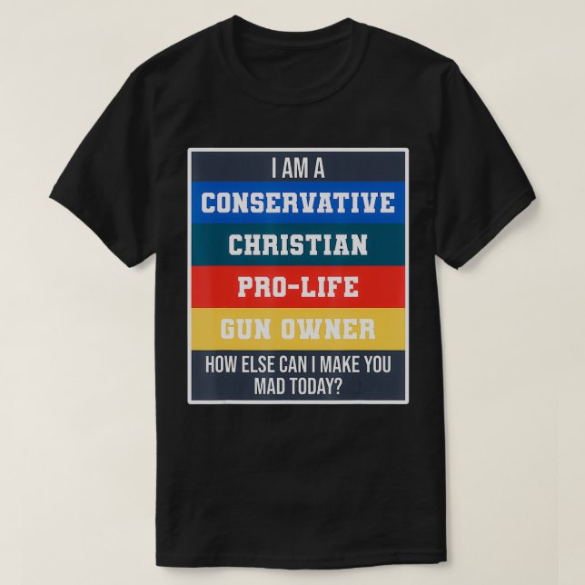 Straight Conservative Christian ProLife Gun Owner  T-Shirt (Design Front)