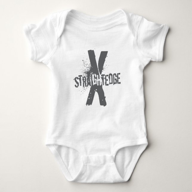 Straight Edge X dark grey Baby Bodysuit (Front)
