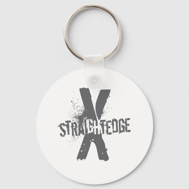 Straight Edge X dark grey Key Ring (Front)