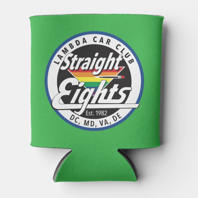 Straight Eights Can Coozy Can Cooler (Green) (Front)
