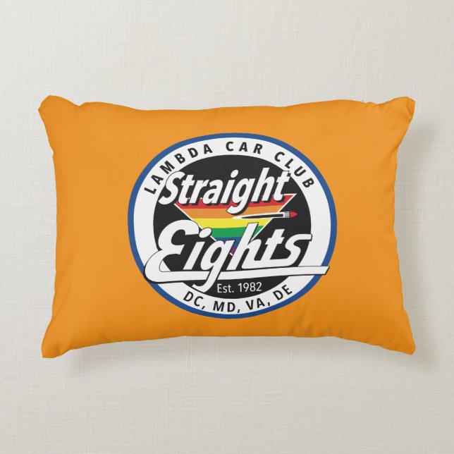 Straight Eights/LCCI Throw Pillow (Orange) (Front)