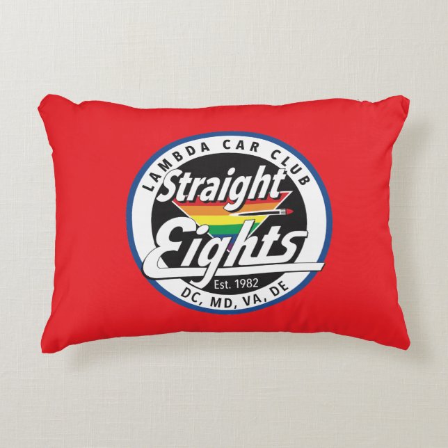 Straight Eights/LCCI Throw Pillow (Red) (Front)