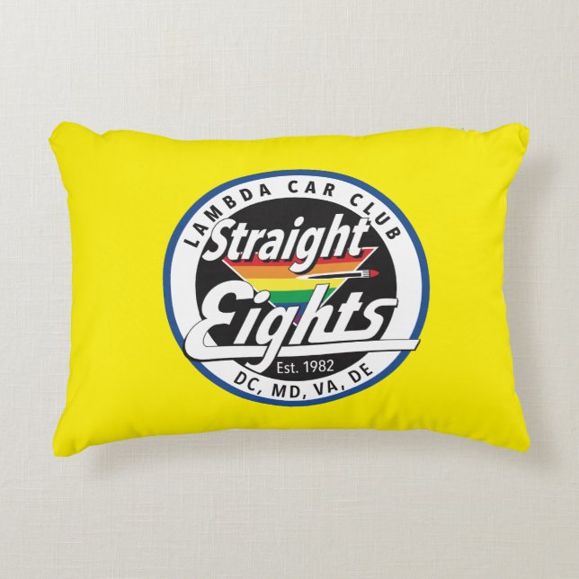 Straight Eights/LCCI Throw Pillow (Yellow) (Front)