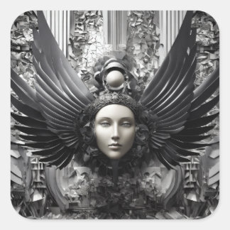 Straight Face Square Sticker