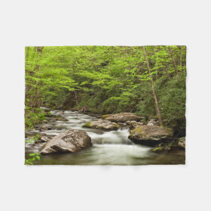 Straight Fork Flows Through Forest Fleece Blanket