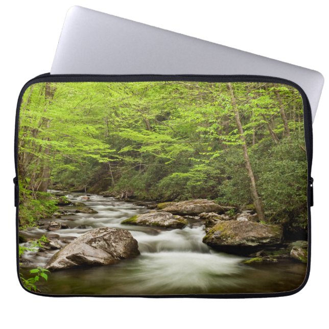 Straight Fork Flows Through Forest Laptop Sleeve (Front)