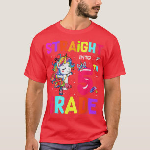 Straight Into 5th Grade Unicorn Kids Girls Back to T-Shirt
