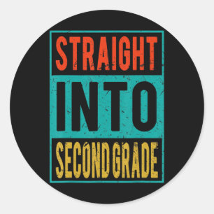 Straight Into Second Grade Back To School 2nd Grad Classic Round Sticker