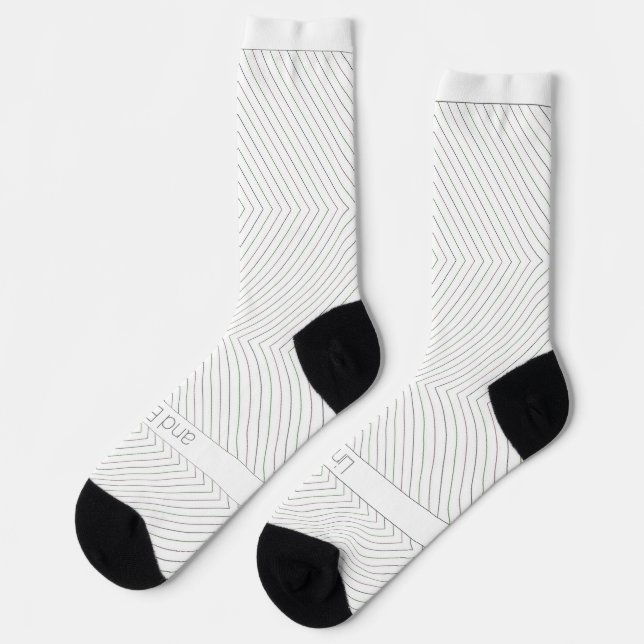 Straight Lines and Boxes on Striped White Socks (Left)